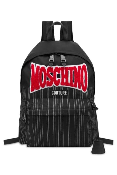 MOSCHINO PINSTRIPES NYLON BACKPACK BLACK by Moschino