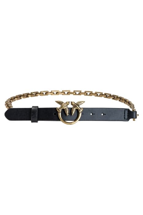 LOVE DAY CHAIN SIMPLY H2 BELT VITELLO SETA BLACK-ANTIQUE GOL by PINKO