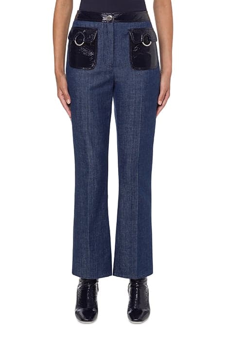 60S CHIC LIGHT DENIM FLARE TROUSERS BLUE by Moschino