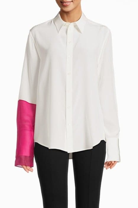 CB RELAXED SHIRT SILK WHITE/FUCHSIA by Helmut Lang