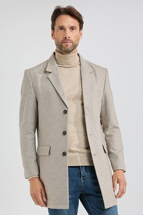 WOOL HERRINGBONE OVER COAT SAND by McGregor