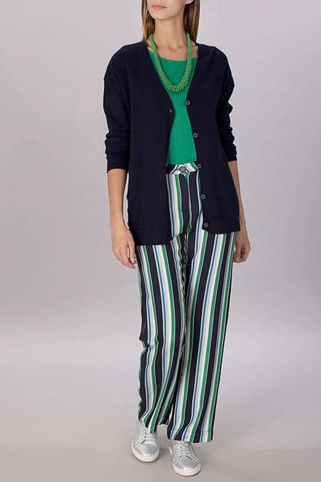 VNECK CARDIGAN LS CB STRIPE NAVY by River Woods