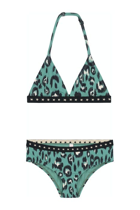 GIRLS LUXE LEOPARD TRIANGLE BIKINI WASHED GREEN by Shiwi