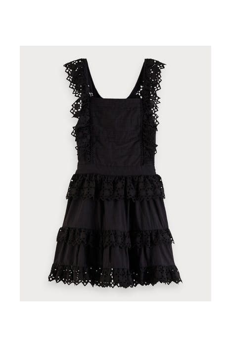 COTTON & BRODERY ANGLAISE DRESS WITH OPEN BACK DETAIL BLACK by Scotch & Soda