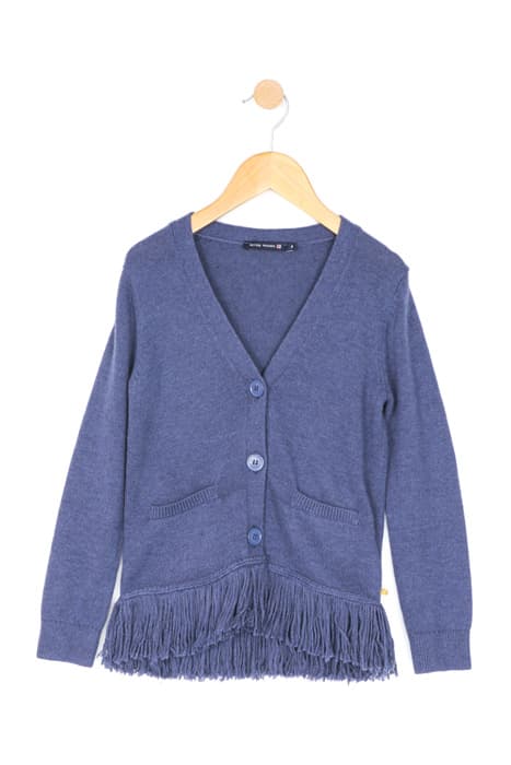 V-NECK BUTCARD BOTTOMFRINGE LS BLUE by River Woods