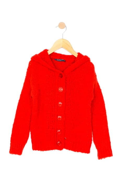 COMF HOODED CARDI SWT LS RED by River Woods