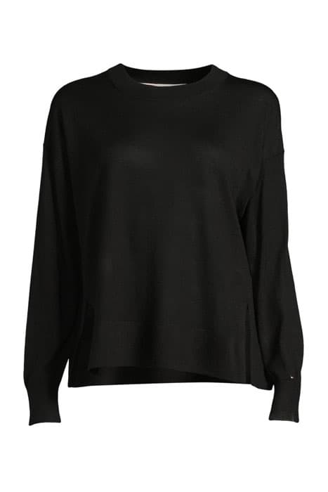 WOOL SILK C-NK SWEAT BLACK  by Tommy Hilfiger