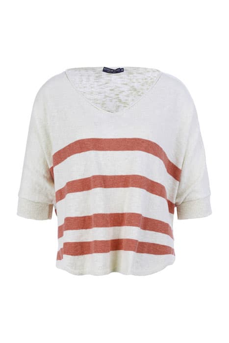 V-NECK STRIPED SWT SS PINK by River Woods