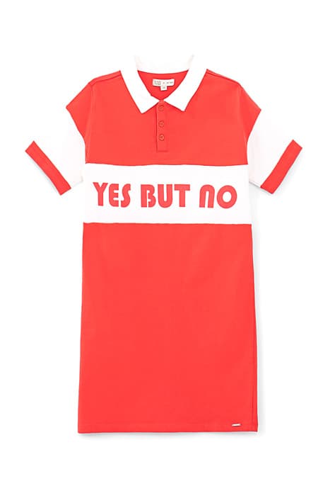 GIRLS’ MEDIUM RED SLOGAN POLO SHIRT DRESS by IKKS