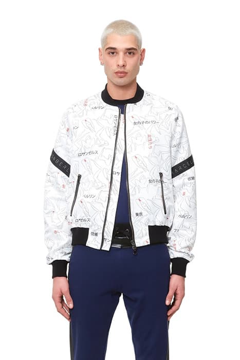 MEN’S FITTED BOMBER JACKET LADIES WITH FONT PRINT by Marcell von Berlin