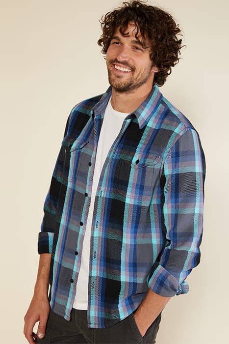 BLANKET SHIRT COAST BLUE HAMMONDS PLAID by Outerknown