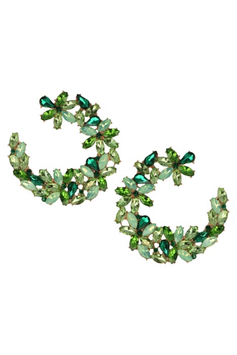 OTAZU CRYSTAL FLOWER HOOPS EMERALD + ERINITE GREEN by OTAZU