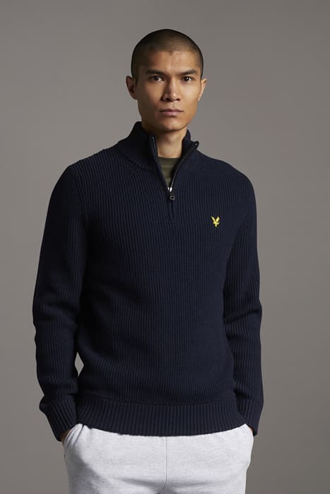 RIBBED 1/4 ZIP JUMPER DARK NAVY by Lyle & Scott