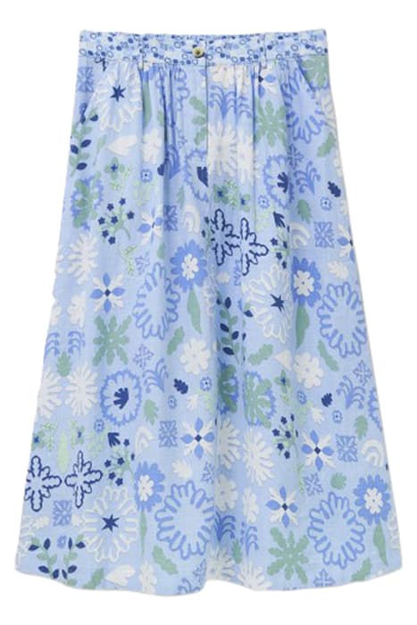 MIA LINEN MIDI SKIRT BLUE MLT by White Stuff