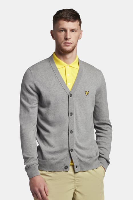 COTTON CARDIGAN MID GREY MARL by Lyle & Scott