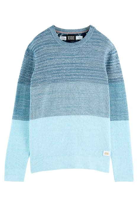 STRIPED STRUCTURED-KNIT CREWNECK PULLOVER IN ORGANIC COTTON  by Scotch & Soda