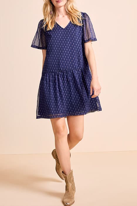 RIAD - NAVY TIE PRINT DRESS NAVY by ONE STEP