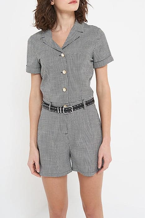 BLACK HOUNDSTOOTH MOTIF PLAYSUIT VICHY by ICODE