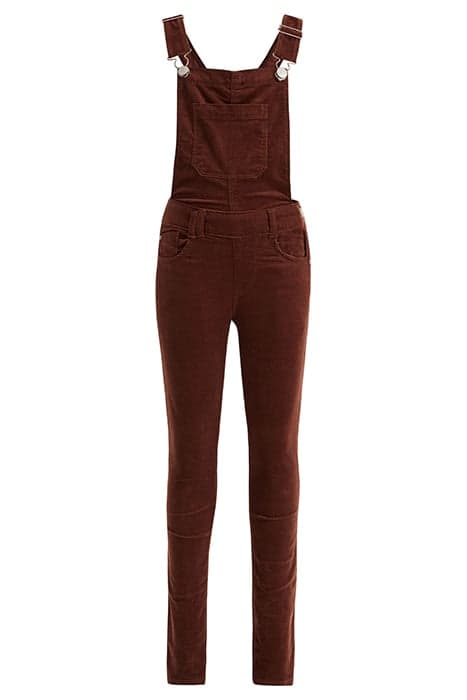 GIRLS SUPER SKINNY CORDUROY DUNGARE DARK BROWN by WE Fashion