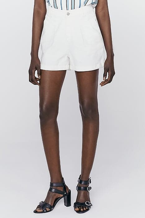 WHITE COTTON DENIM SHORTS WITH TOPSTITCHING by IKKS