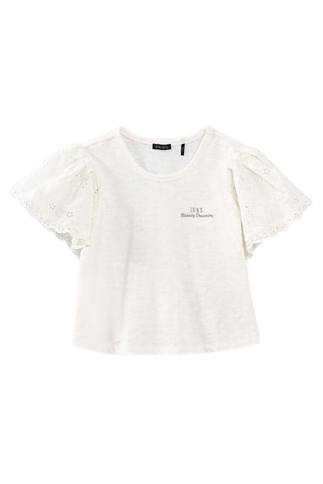 GIRLS’ WHITE T-SHIRT WITH EYELET EMBROIDERY ON SLEEVES by IKKS