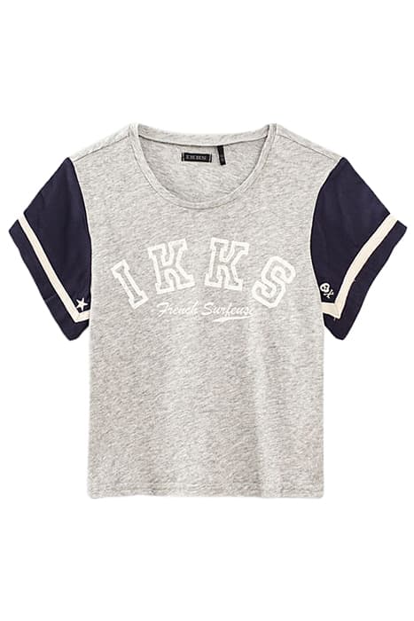 GIRLS’ GREY AND NAVY ORGANIC MIXED-FABRIC T-SHIRT by IKKS