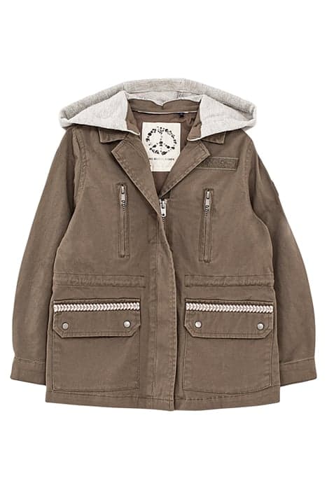 GIRLS’ KHAKI PARKA WITH DETACHABLE HOOD & EMBROIDERED BACK by IKKS