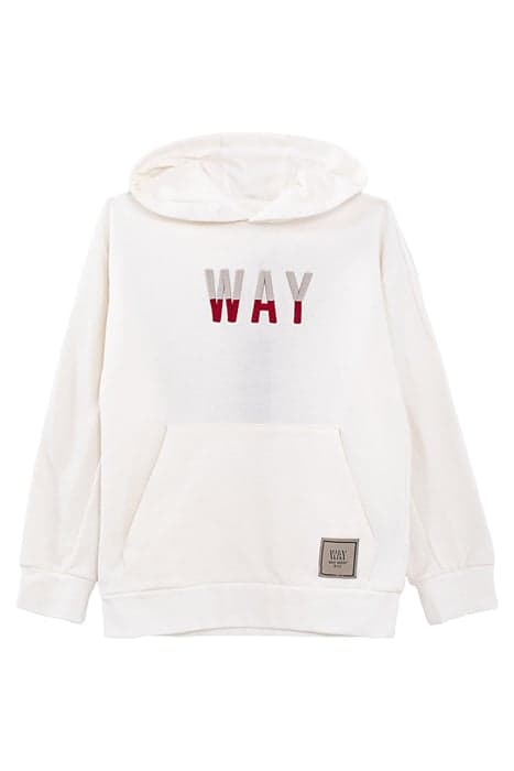 BOYS' OFF-WHITE HOODIE WITH 2-TONE EMBROIDERED HOOD OFF-WHIT by IKKS