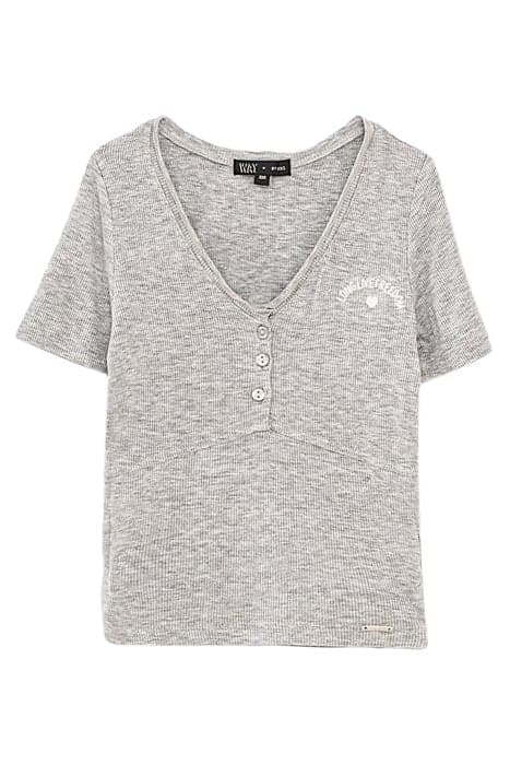 GIRLS’ GREY RIBBED CROPPED T-SHIRT by IKKS