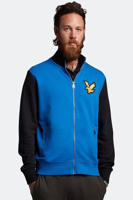 BLOCK MARL TRACK TOP BRIGHT BLUE MARL/JET BLACK by Lyle & Scott