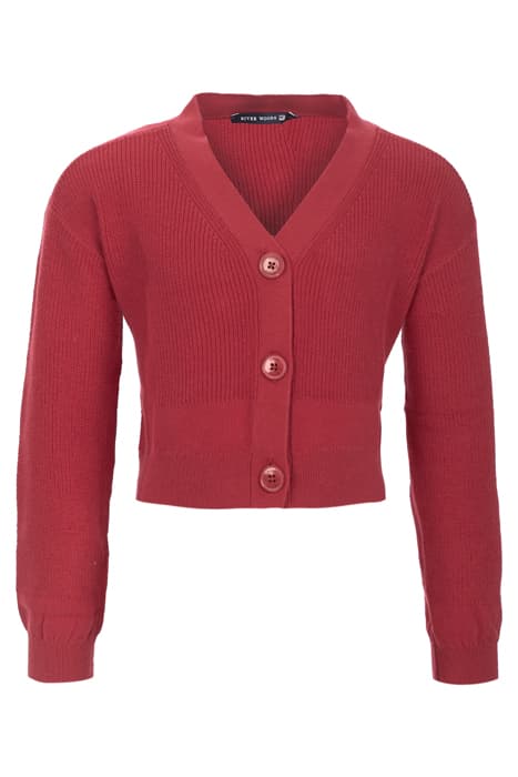 SHORT FANCY V-NECK CARDIGAN RED by River Woods