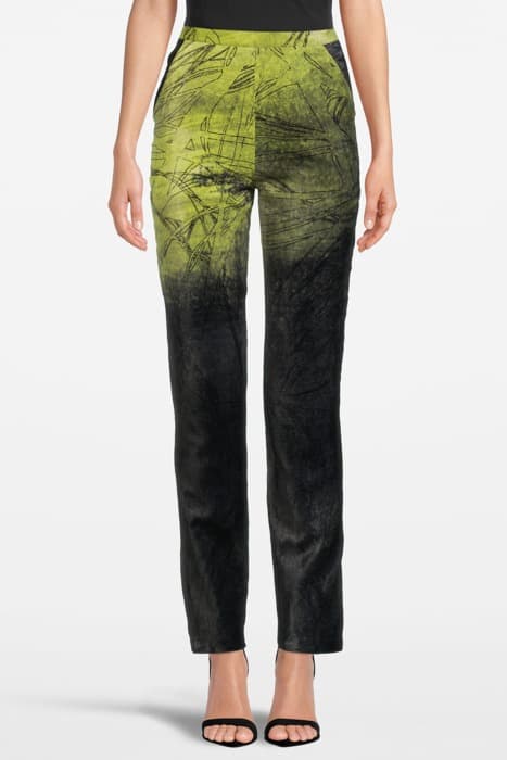 VELVET ABSTRACT SUIT PANTS GREEN by Marcell von Berlin