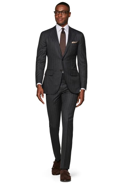 Mid Grey Striped Lazio Suit by Suitsupply