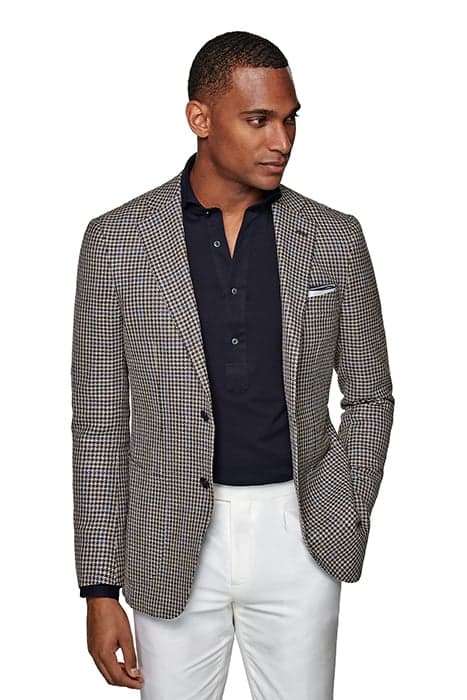 MID BROWN CHECKED HAVANA BLAZER by Suitsupply