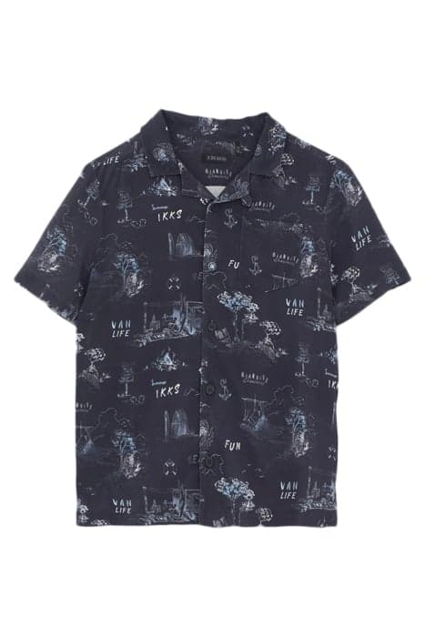 BOYS’ NAVY TOILE DE JOUY ORGANIC COTTON SHORT SHIRT BLUE by IKKS