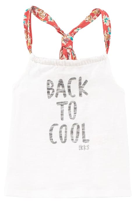 GIRLS’ WHITE SLOGAN ORGANIC VEST TOP + FLOWER SCRUNCHIE by IKKS