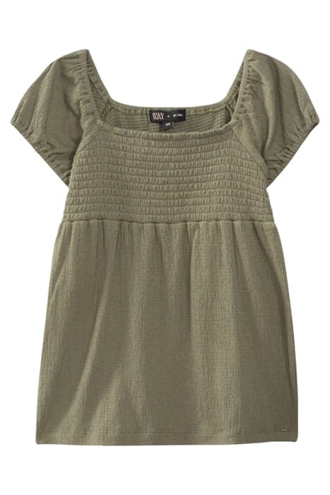 GIRLS’ KHAKI SMOCKED WAFFLE TOP by IKKS