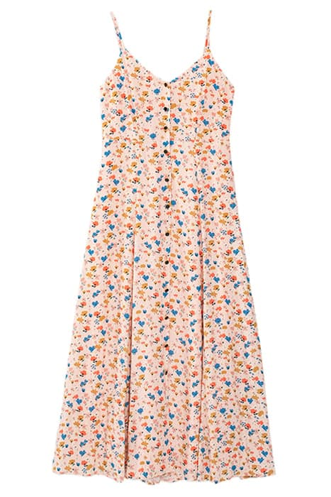 FLOWER PRINT LONG DRESS WITH ADJUSTABLE STRAPS WATER PINK by ICODE