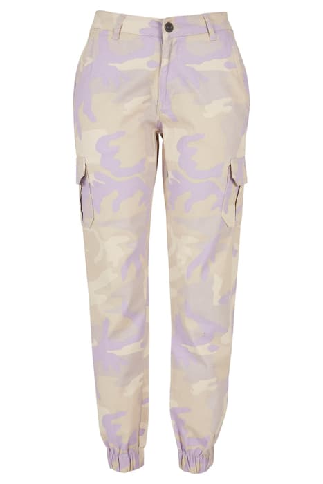 LADIES HIGH WAIST CAMO CARGO PANTS LILACCAMO by Urban Classics