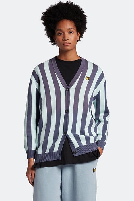 STRIPE CARDIGAN W524 NIGHTSHADE BLUE by Lyle & Scott