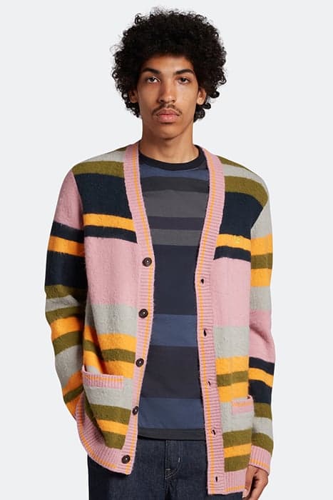 TEXTURED STRIPE CARDIGAN W740 SENSIBLE PINK by Lyle & Scott