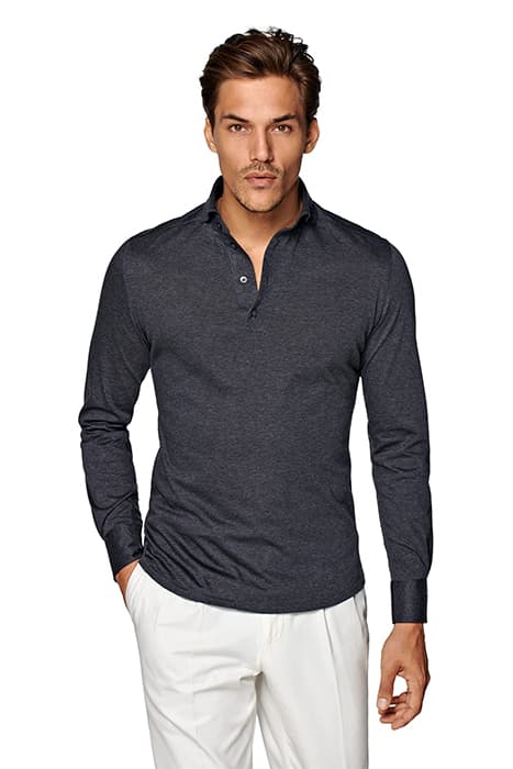 DARK GREY JERSEY EXTRA SLIM FIT POPOVER by Suitsupply