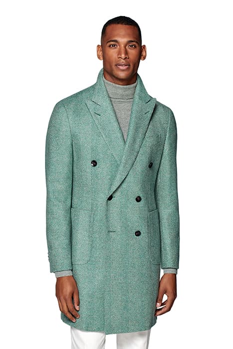 LIGHT GREEN HERRINGBONE OVERCOAT by Suitsupply