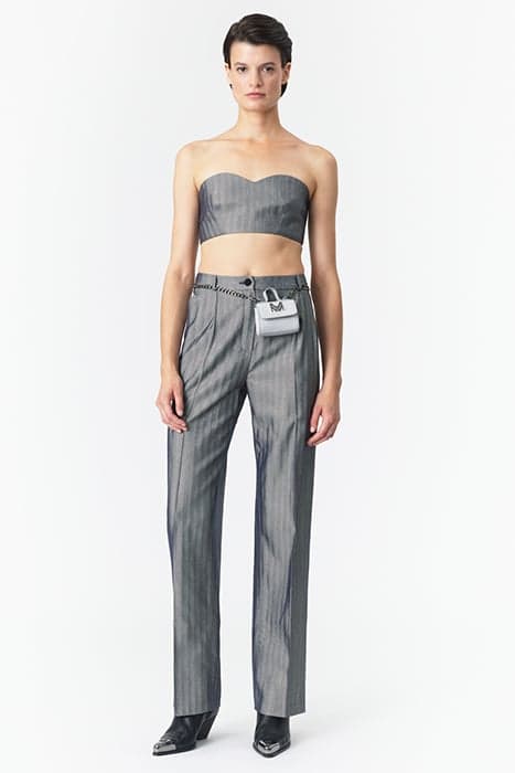 STRAPLESS BUSTIER TOP SILVER HERRINGBONE by Marcell von Berlin