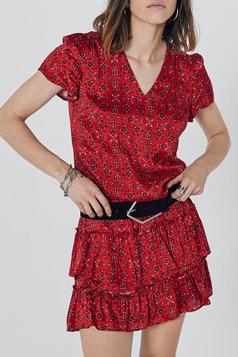 RED BANDANA PRINT VISCOSE SHORT DRESS by IKKS