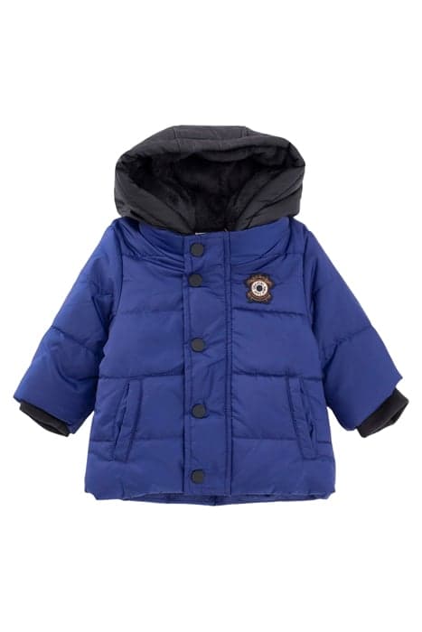 BABY BOYS’ BLUE PADDED JACKET WITH BLACK HOOD MEDIUM BLUE by IKKS