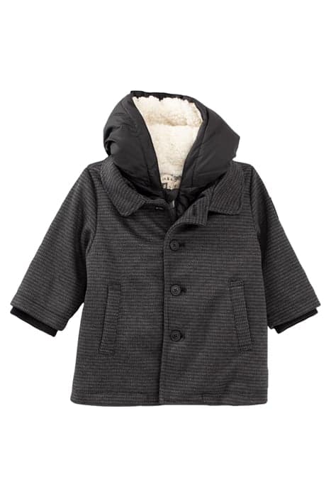 BABY BOYS’ GREY CHECK COAT WITH FACING ANTHRACITE MOTTLED GR by IKKS