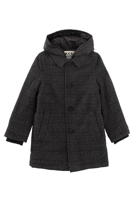 BOYS’ GREY MARL CHECK COAT WITH NYLON FACING ANTHRACITE MOTT by IKKS