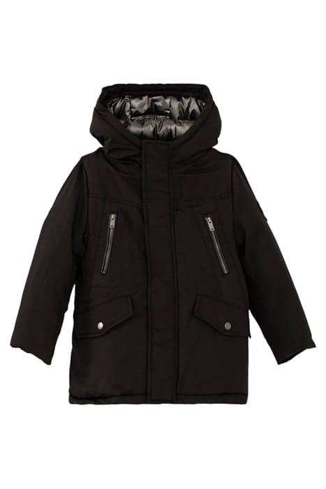 BOYS’ 2-IN-1 BLACK PARKA WITH BRONZE PADDED JACKET BLACK by IKKS