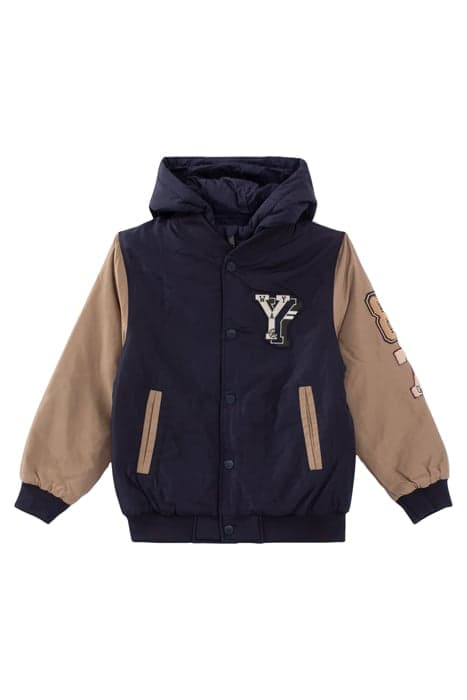 BOYS’ NAVY BASEBALL JACKET WITH FACING AND CARAMEL SLEEVES N by IKKS